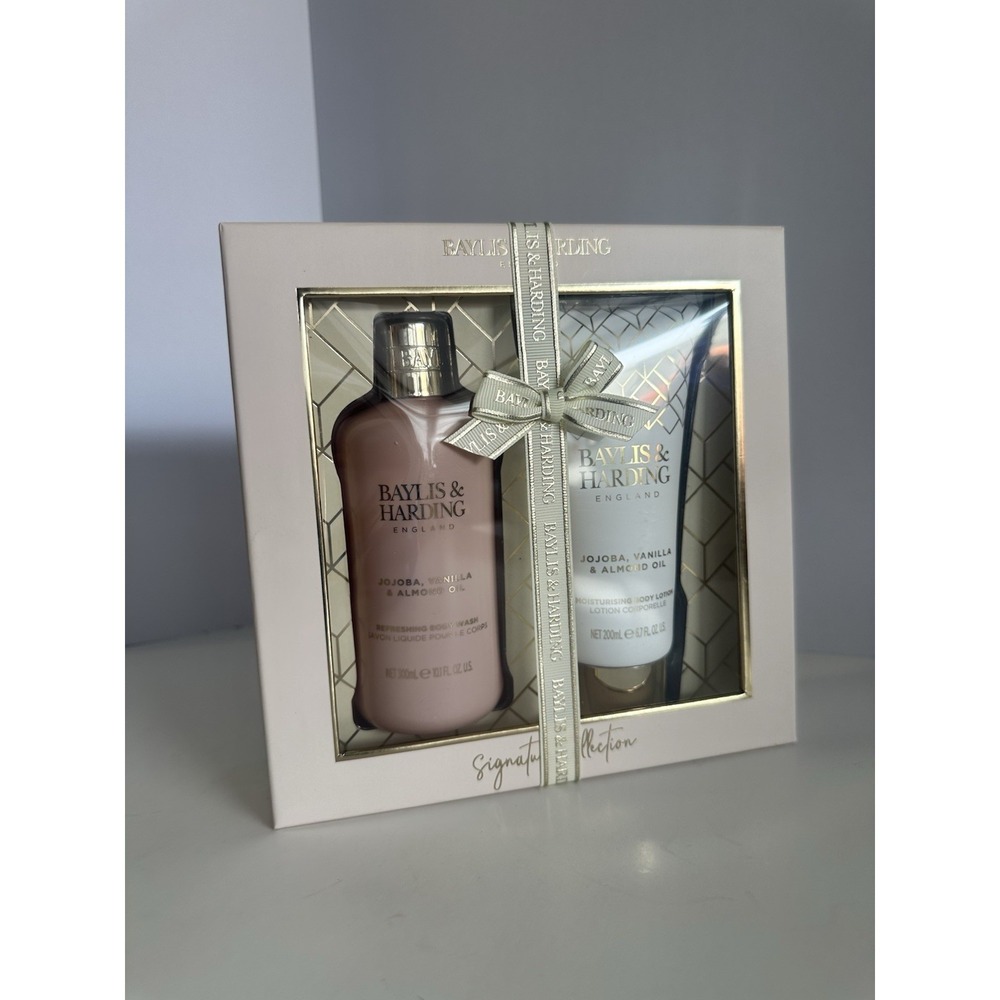 Baylis & Harding Jojoba Vanilla Almond Oil Body Wash & Lotion Gift Set 2pc NEW